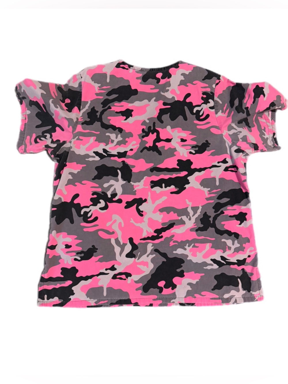 Tafford V-neck Camo Print Scrub Top in Pink, Black & Gray - Picture 6 of 7